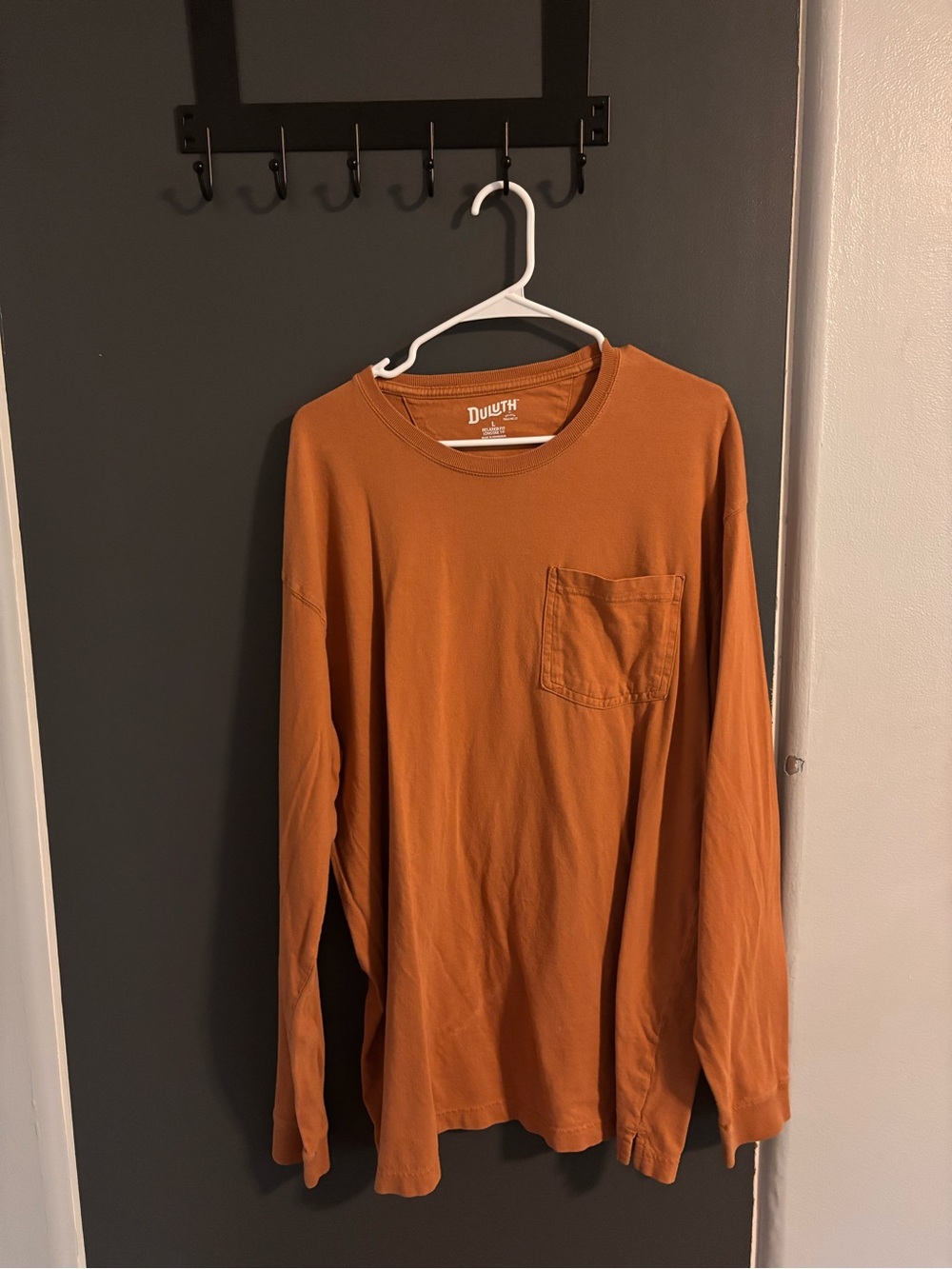 Duluth Trading Co Long-Sleeve Pocket Tee - Burnt Orange
